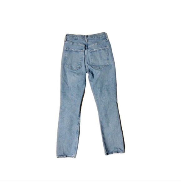 Agolde Riley Distressed Straight Leg Jeans Size 25 Button Fly Cotton A056B-1255 - Picture 3 of 7